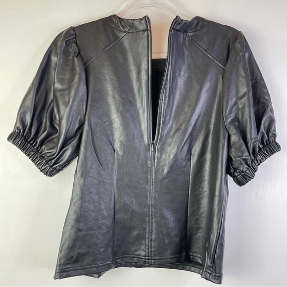 NWT 7 for All Mankind Short Sleeve Faux Leather Top Sz: XS - Picture 8 of 14